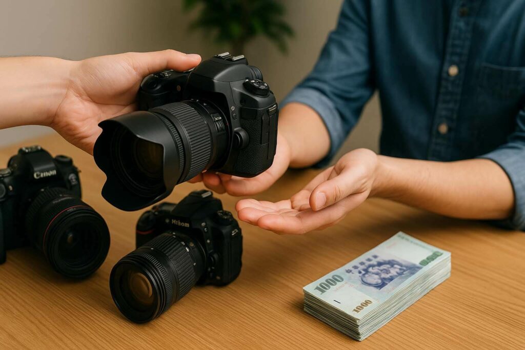 單眼相機交機實景,現場估價換現金畫面